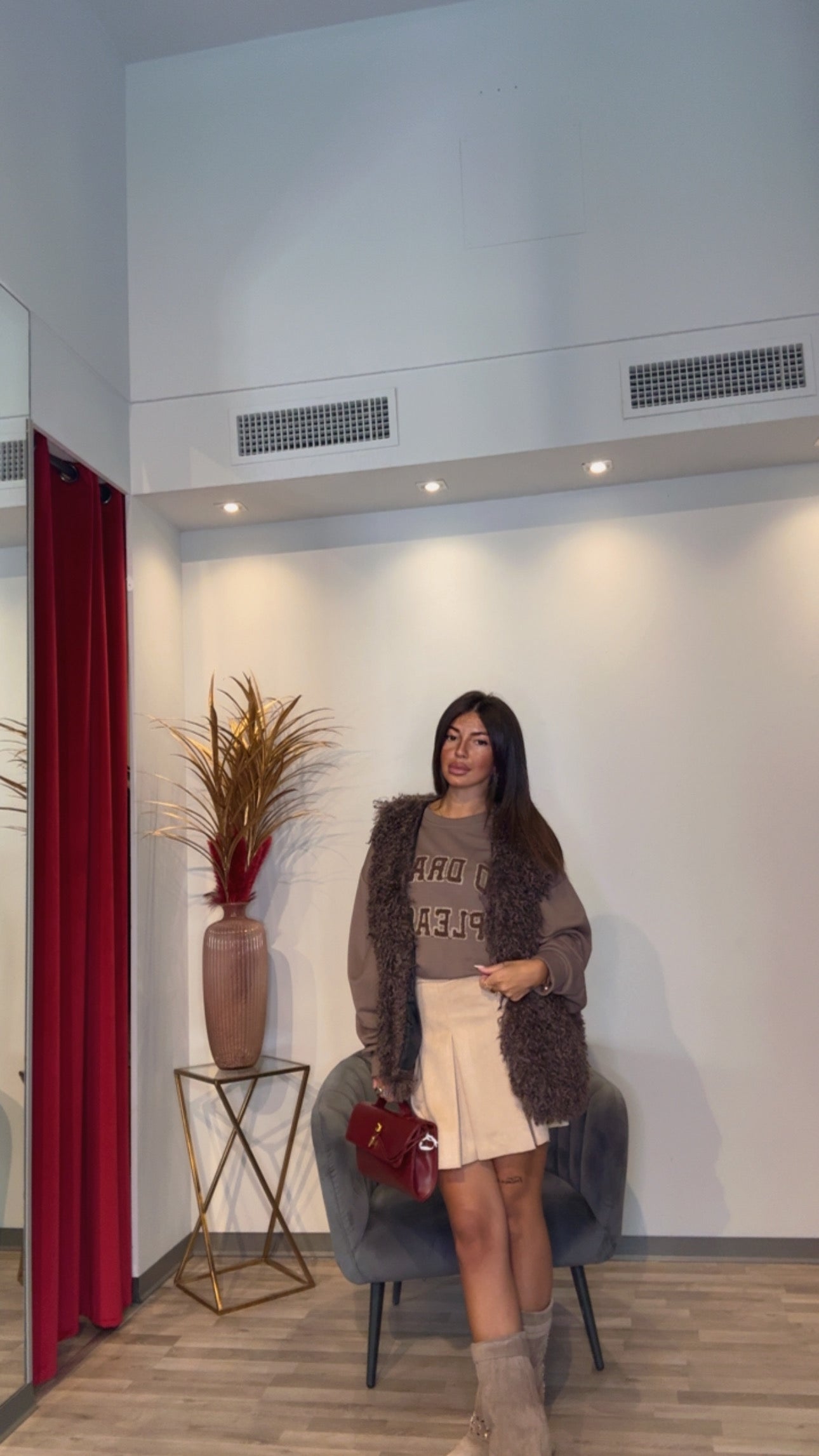 GILET ECO PELLICCIA MARRONE
