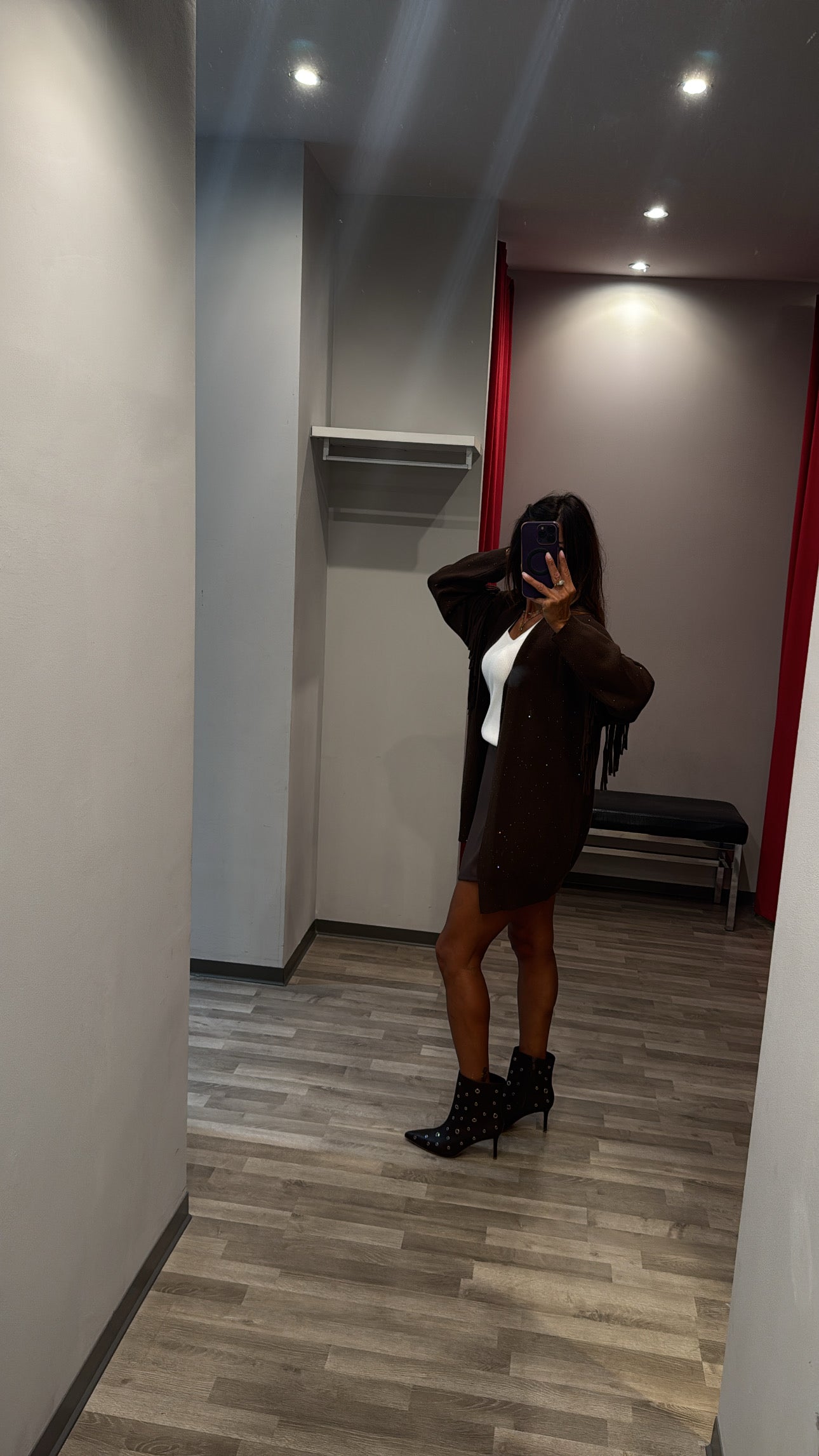 CARDIGAN FRANGE MARRONE