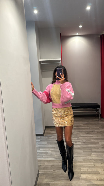 MAGLIONE MULTICOLOR ROSA