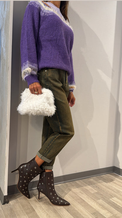 MAGLIONE VIOLA PIUME