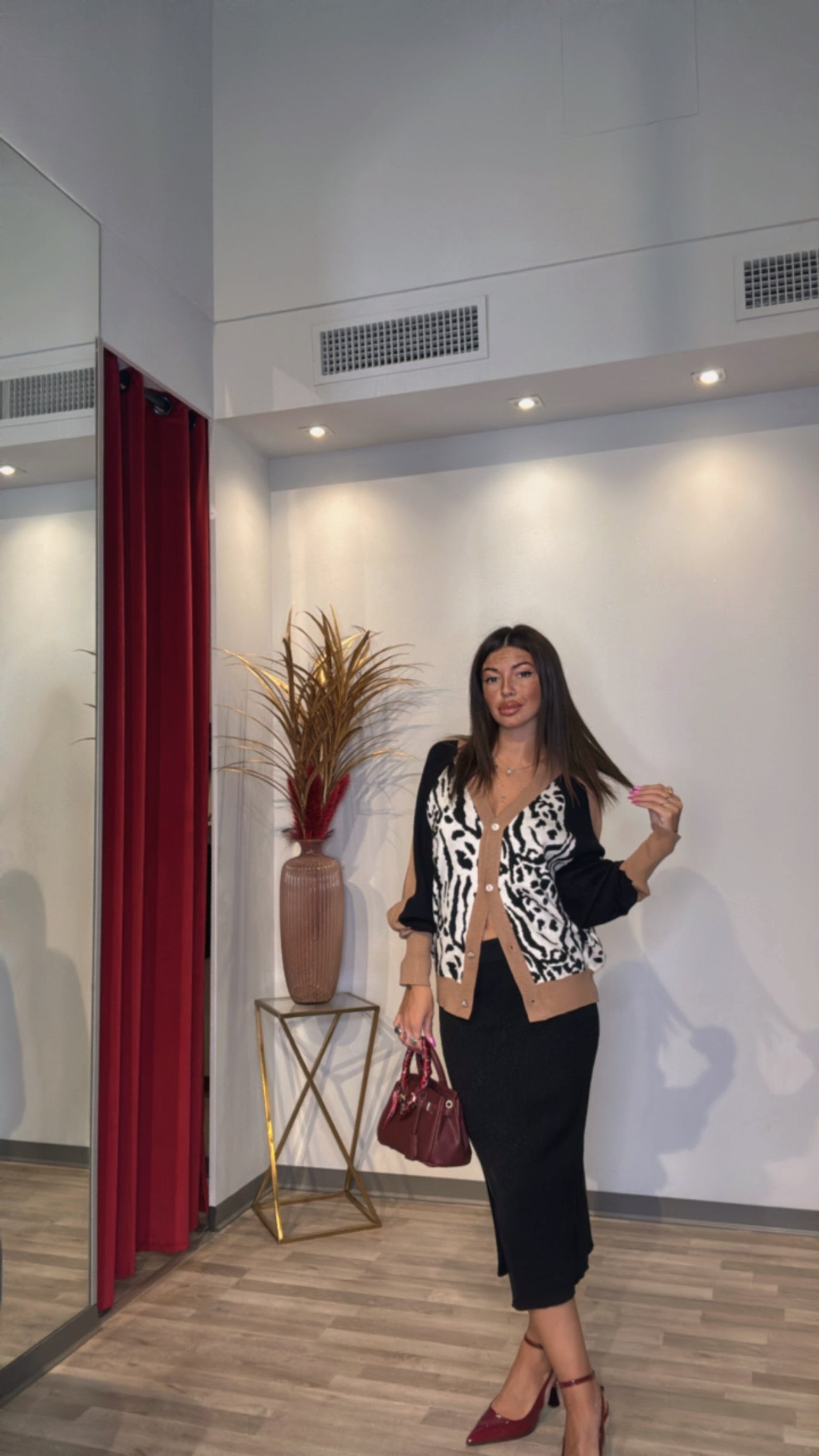 CARDIGAN LEOP E CAMMELLO