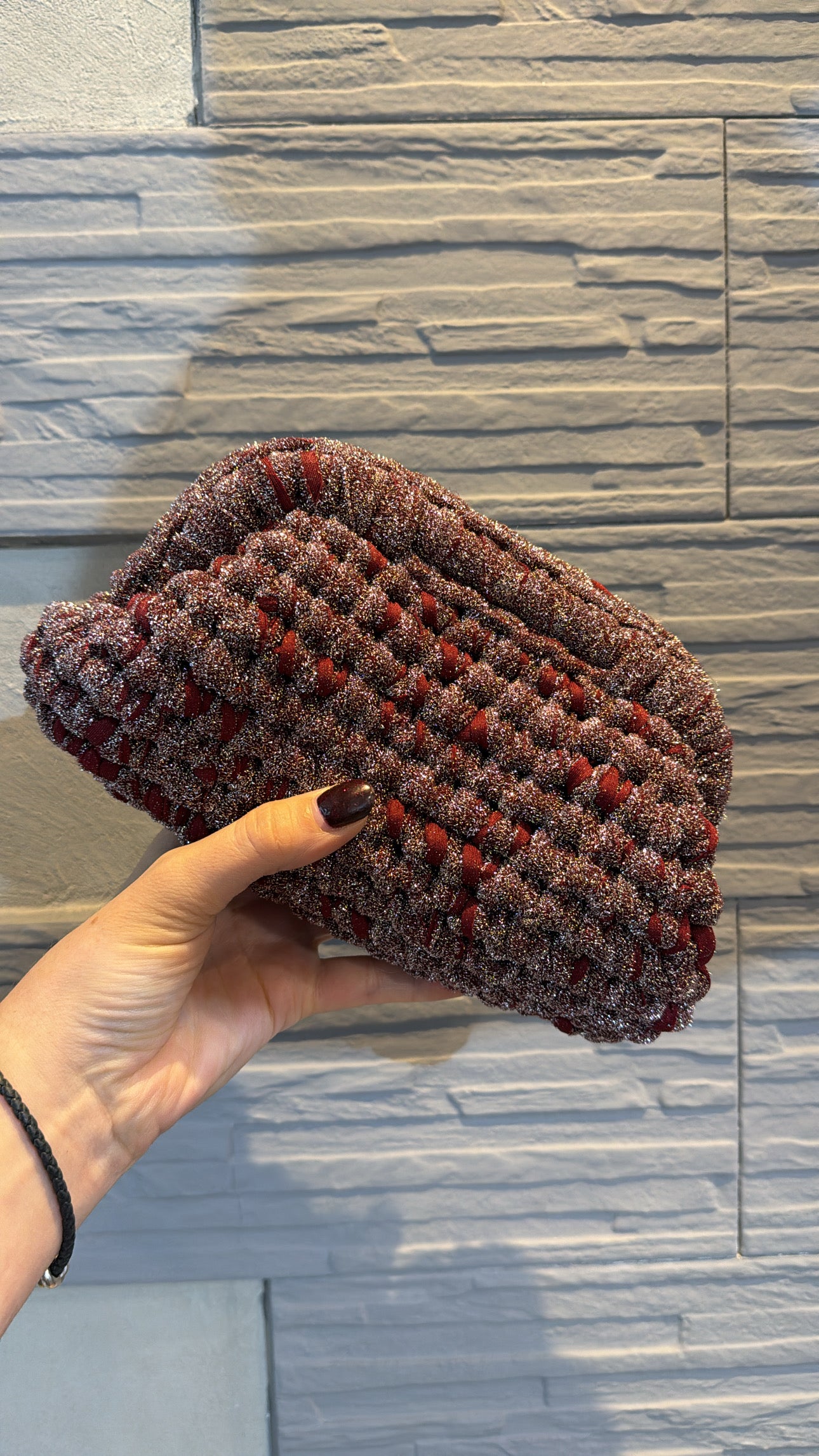 CLUTCH LUREX BORDEAUX