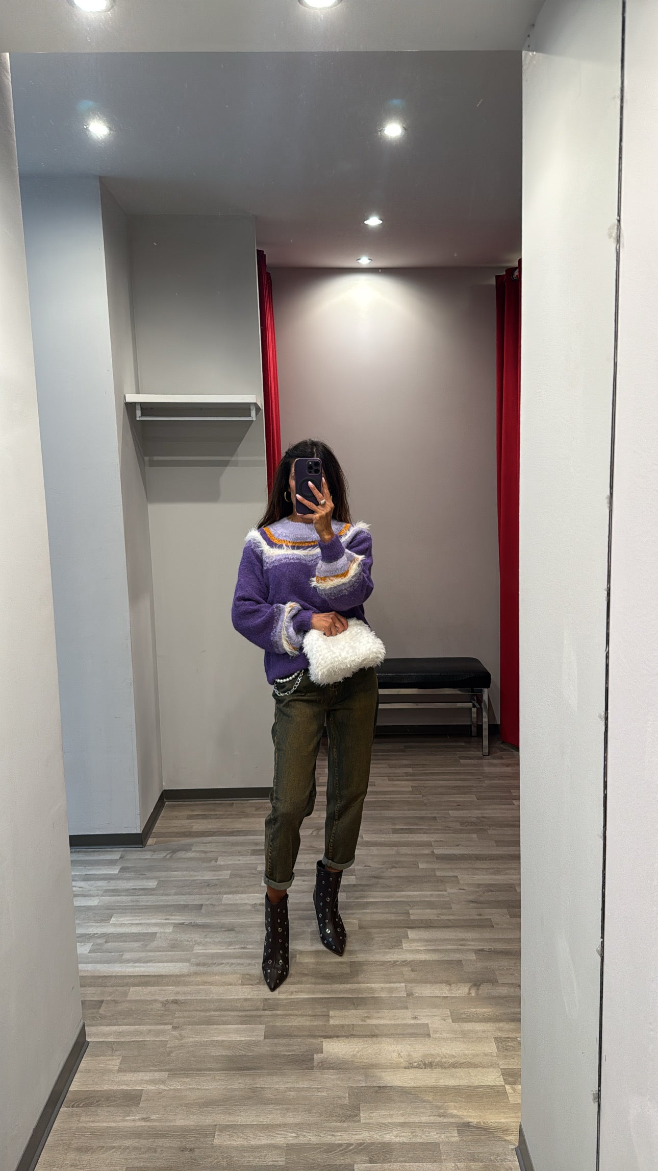 MAGLIONE VIOLA PIUME