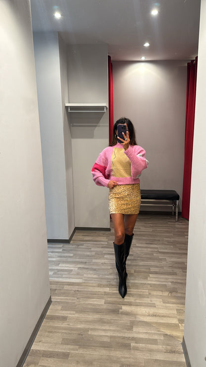 MAGLIONE MULTICOLOR ROSA