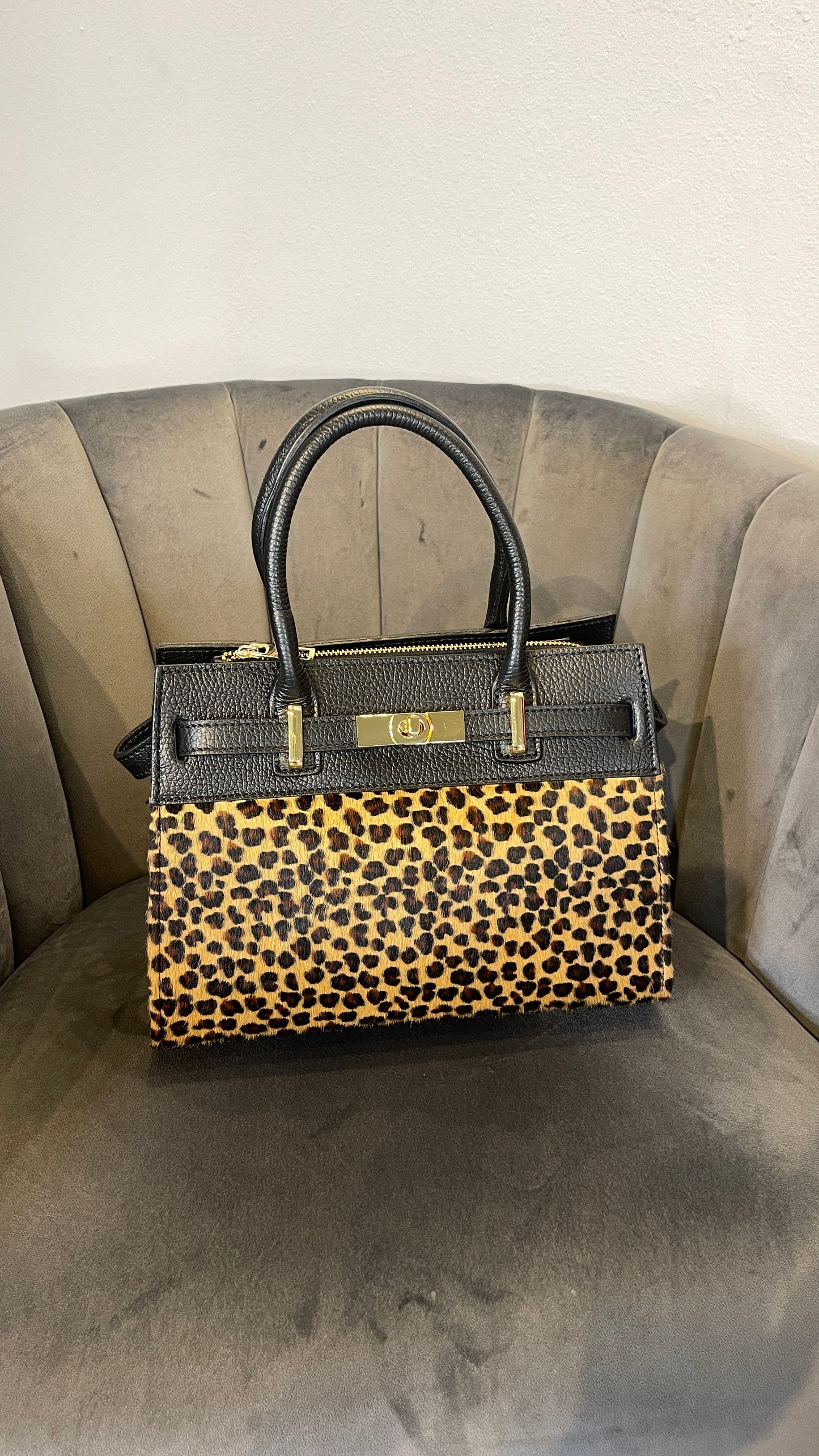 BORSA IN PELLE ANIMALIER