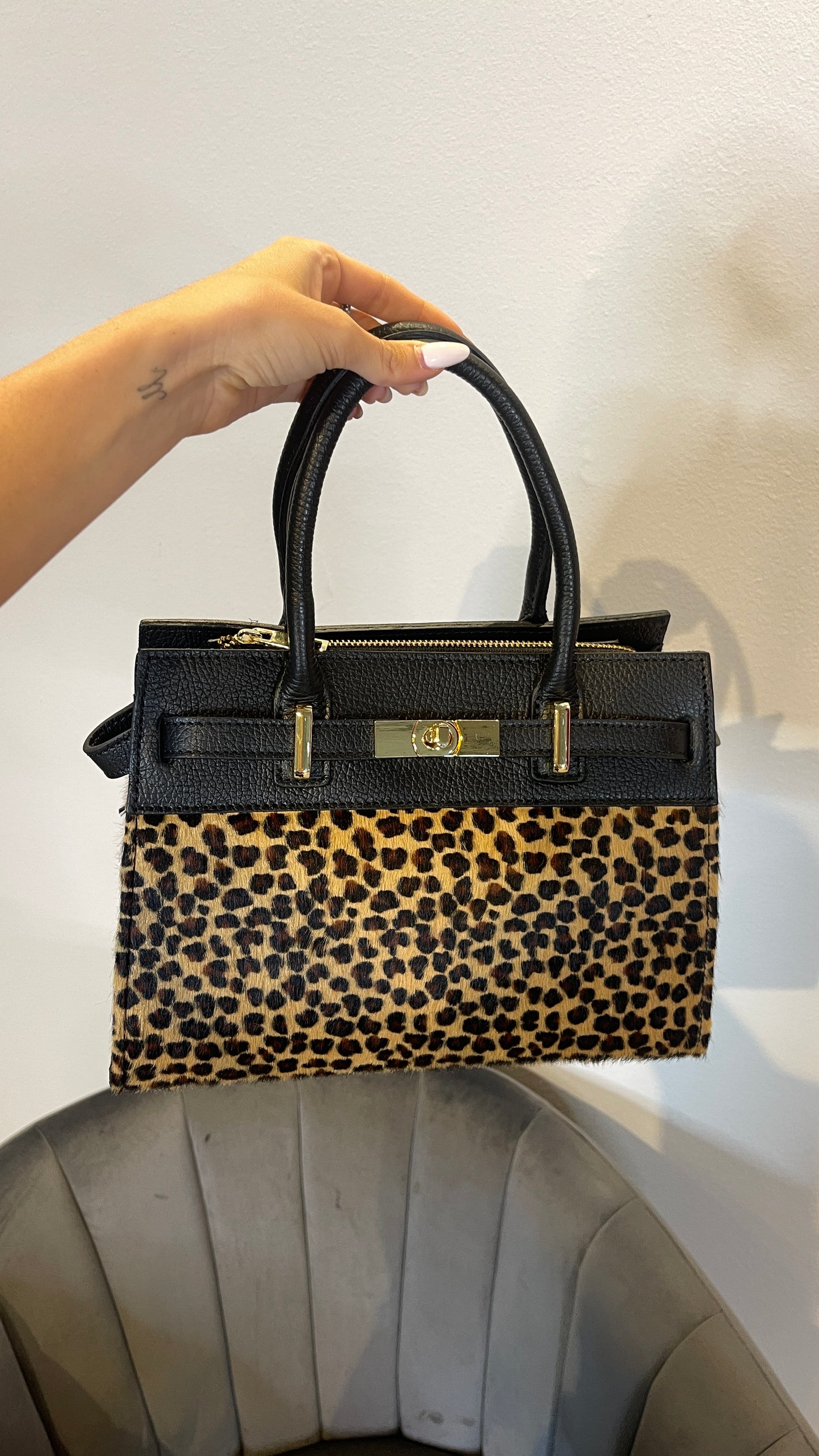 BORSA IN PELLE ANIMALIER