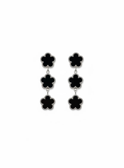 ORECCHINI QUADRIFOGLI NERO ARGENTO