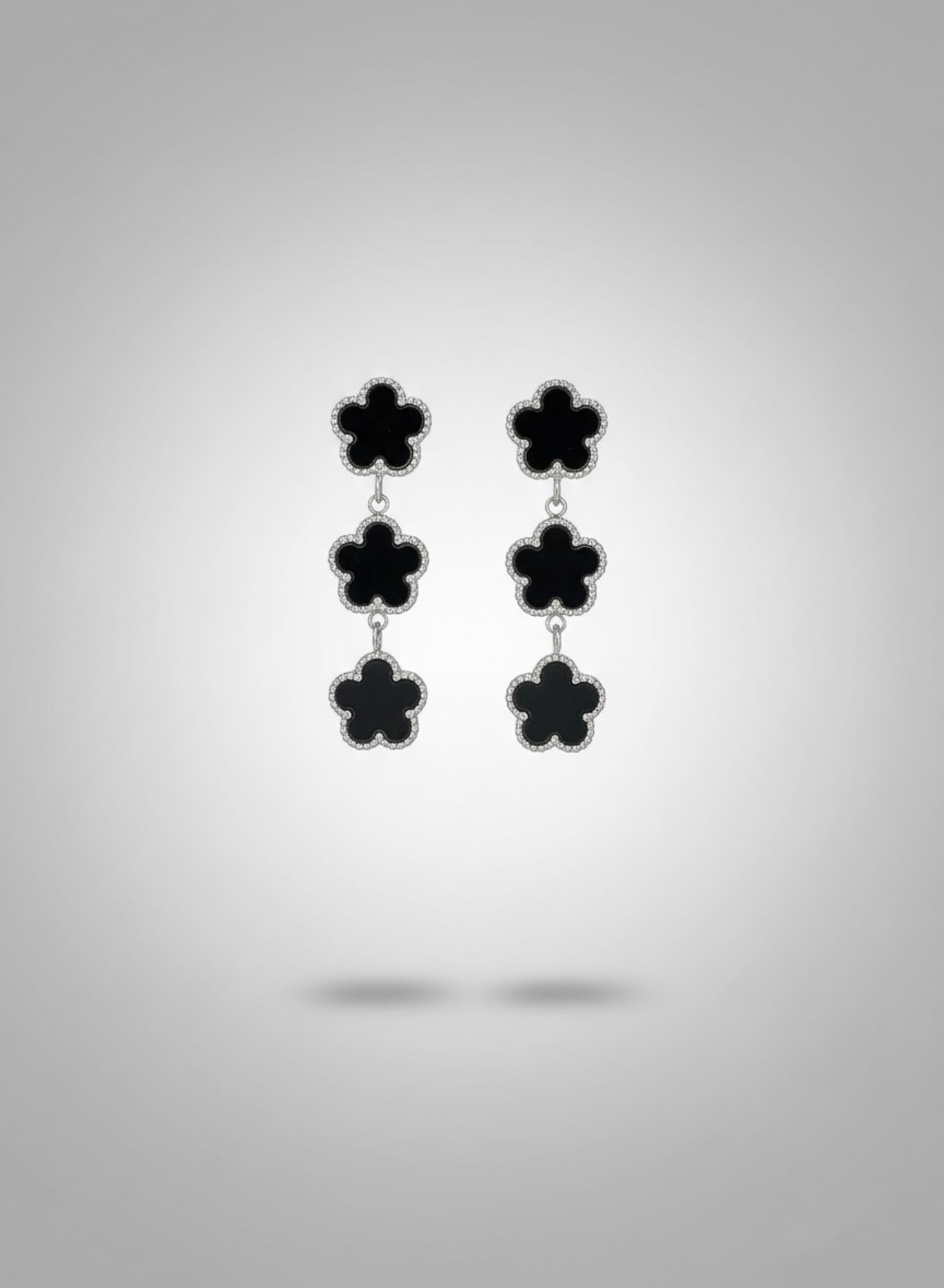 ORECCHINI QUADRIFOGLI NERO ARGENTO
