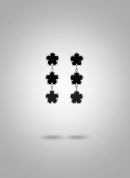 ORECCHINI QUADRIFOGLI NERO ARGENTO